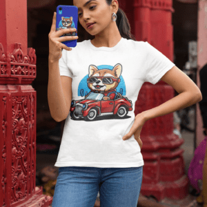 dog dressed as a driver with glasses t-shirt