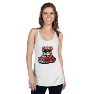 Dog Dressed As a Driver With Glasses Women's Racerback Tank